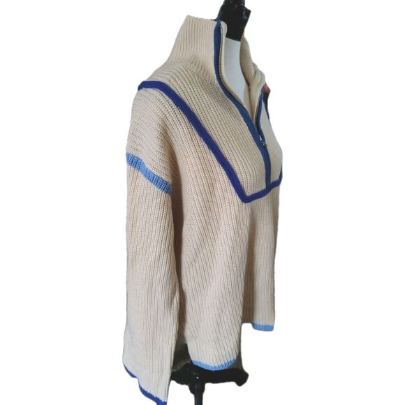 English Factory Sweater Contrast Trim Piping 1/4 Zip Collared Neck Size S... - Picture 8 of 12
